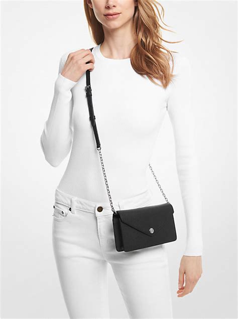 Small Saffiano Leather Envelope Crossbody Bag.